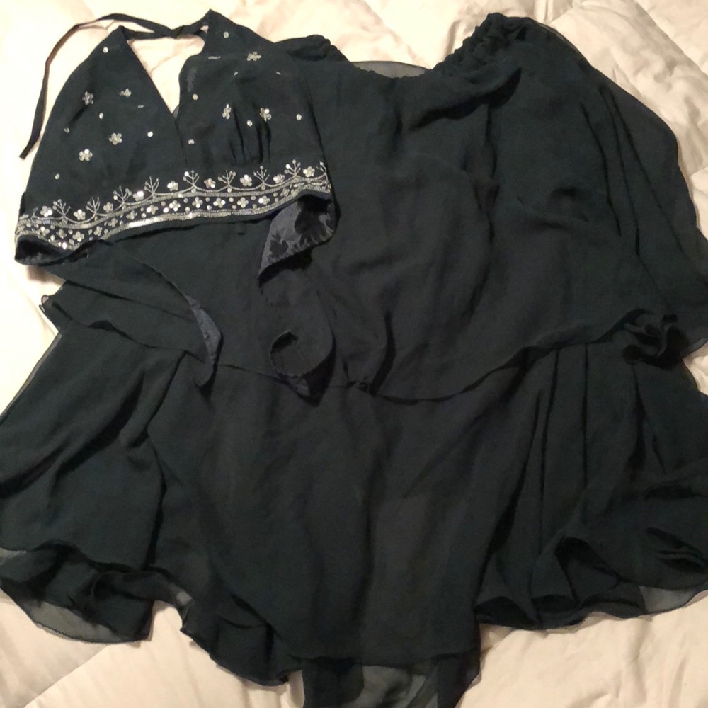 Hunter green belly dance outfit